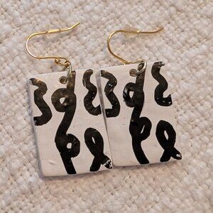 White & Black Earrings Lightweight Geometric Modern